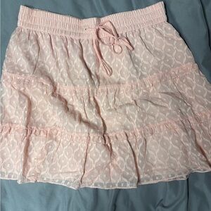 Alice + Olivia Silk Blend Pale Pink Tiered Skirt